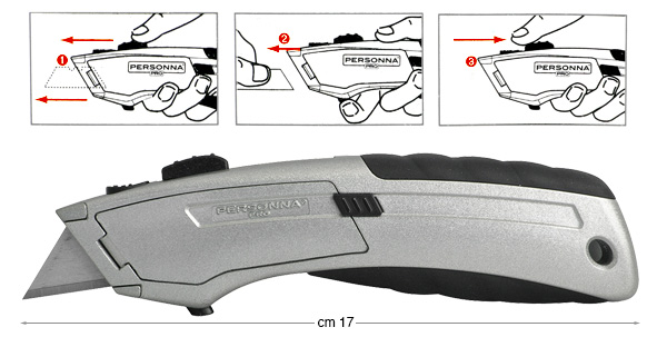 Fixed-blade knife with automatic blade change