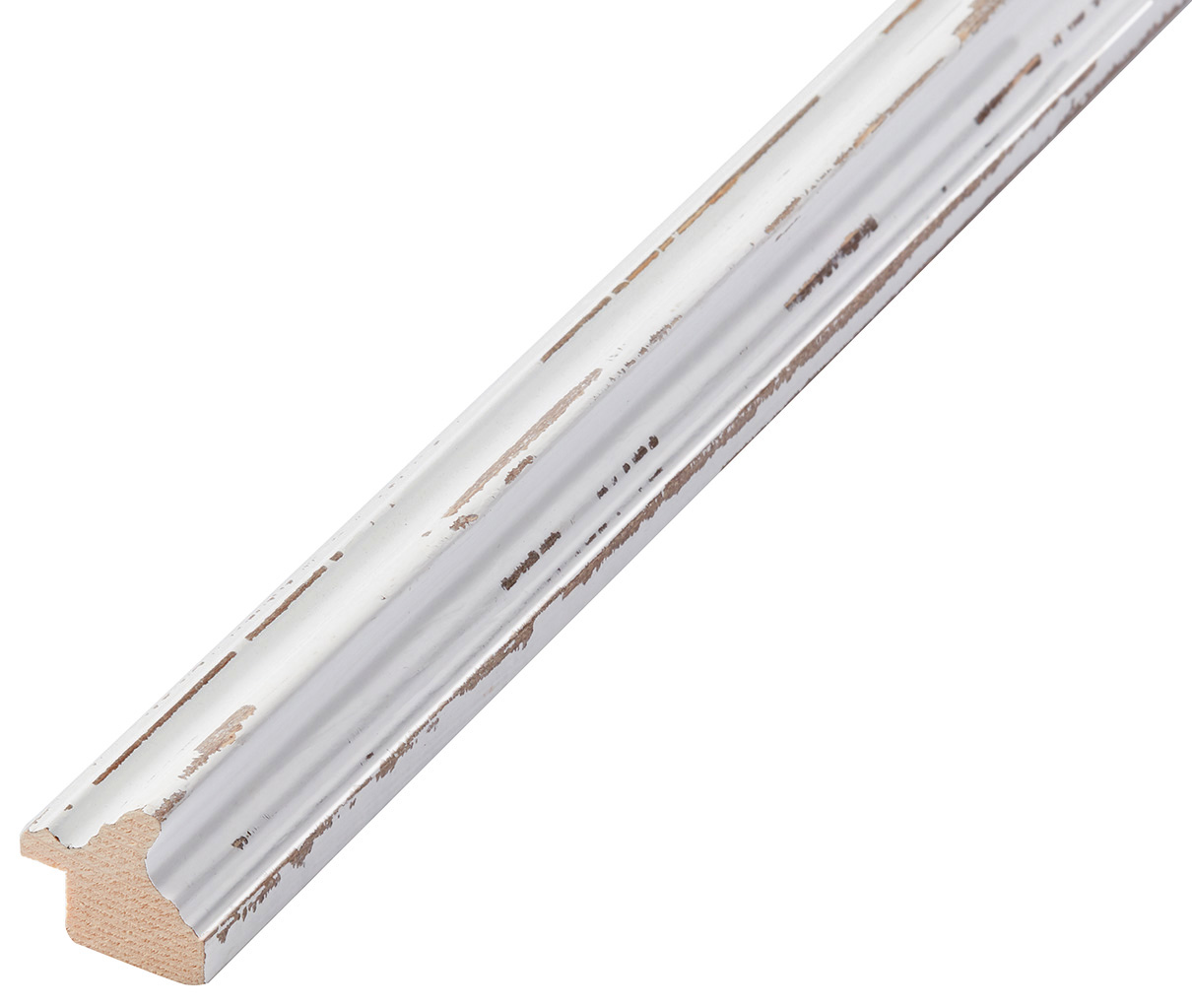 Moulding finger-jointed fir Width 24mm - White, shabby