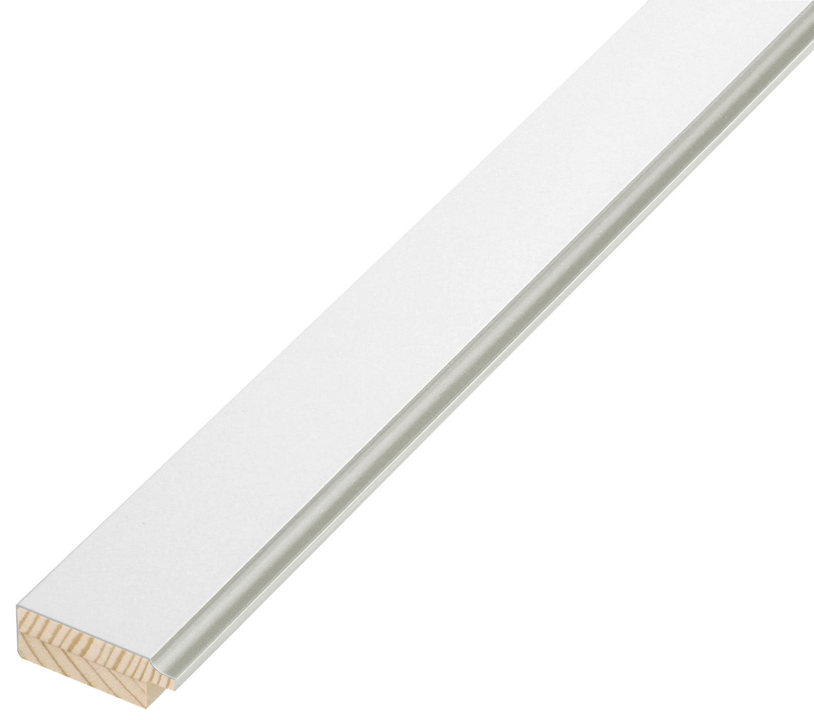 Liner finger-jointed pine, width 34mm, height 12 - White, silver edge - 34BIANCOARG