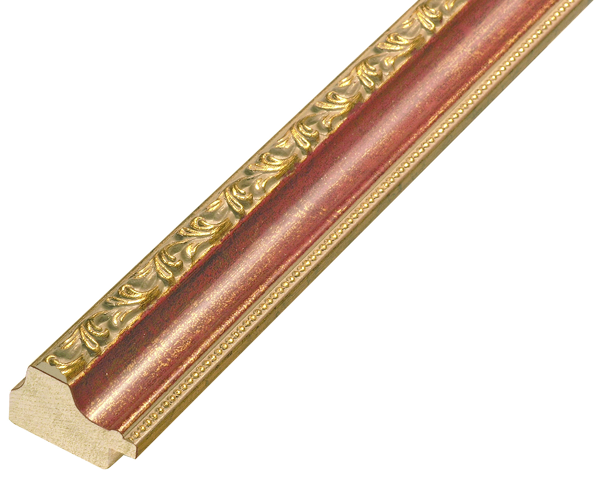 Moulding finger-jointed pine width 32mm - red with gold decorations - 392ROSSO