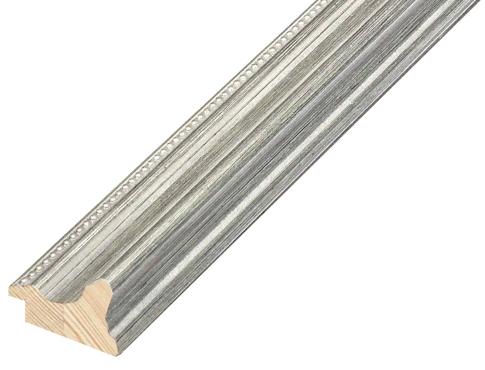 Moulding finger-jointed pine, width 38mm, height 26 - Silver - 416ARGENTO