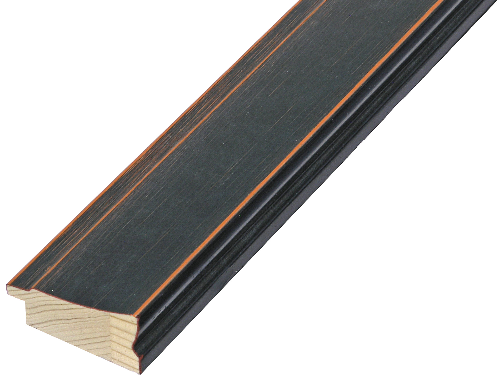 Moulding finger-jointed pine - Width 43mm - Black finish - 423NERO