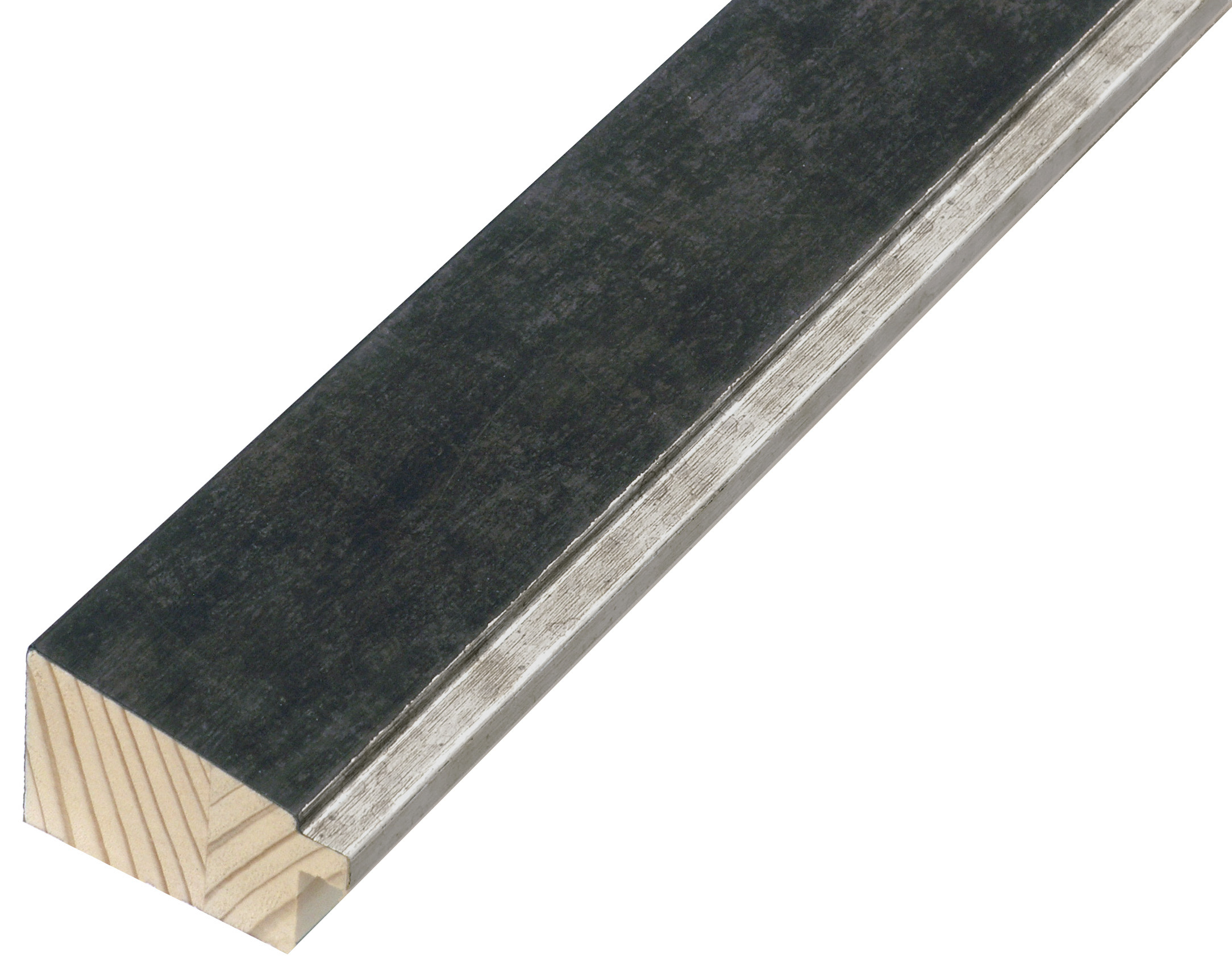 Moulding finger-jointed pine - width 42mm height 27 - black, silver ed