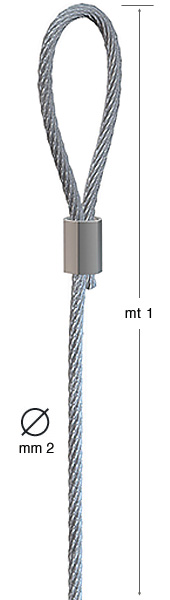 Steel wire with loop, diameter 2 mm - 1 meter