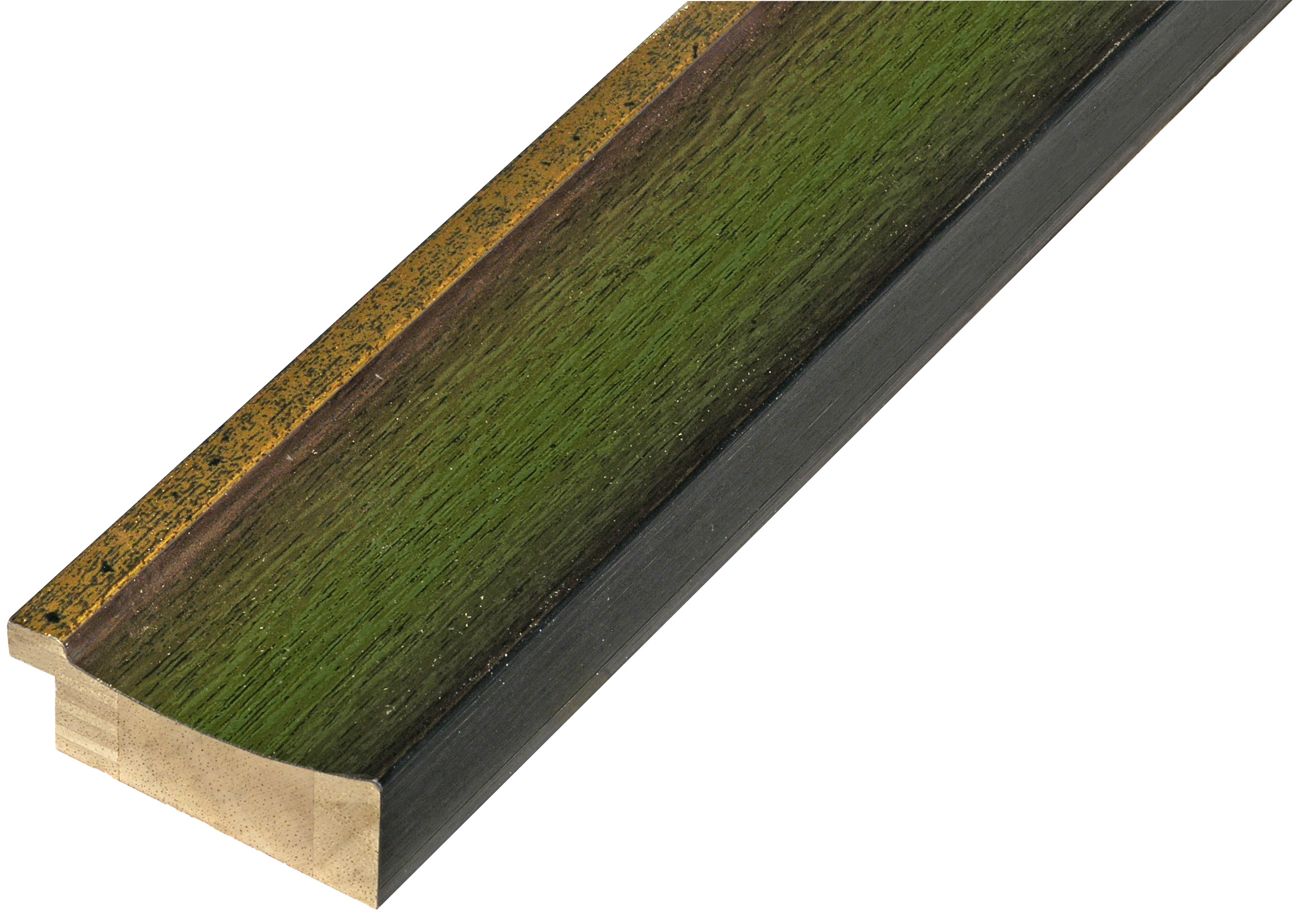 Moulding finger-jointed pine - Width 50mm - Green, gold sight edge  - 535VERDE