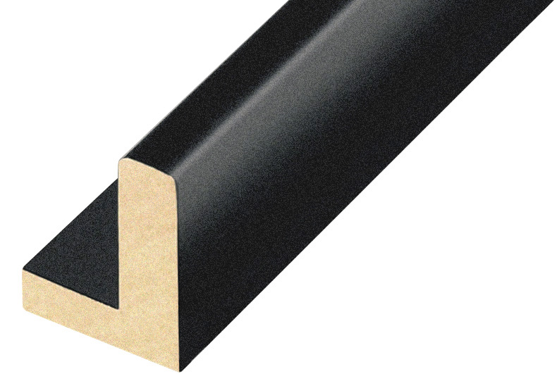 Moulding ayous L shaped Width 38mm Height 54 Black, open grain - 583NERO