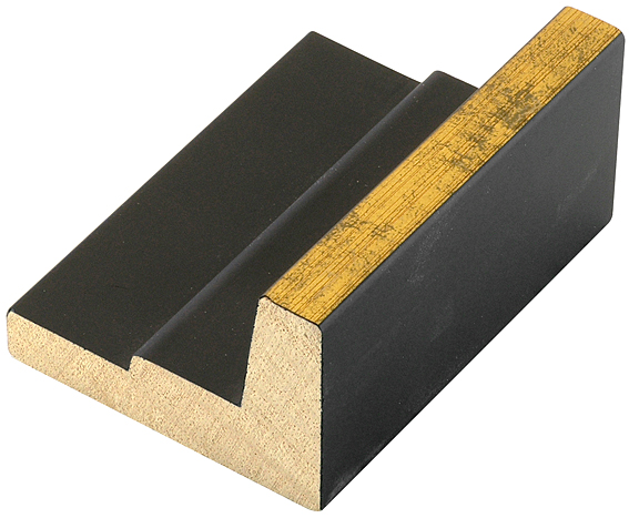 Moulding ayous L shape, Width 54mm Height 36 Black-Gold - 591ORO