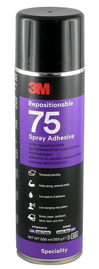 Spray 75 transparent repositionable adhesive spray - 500 ml can