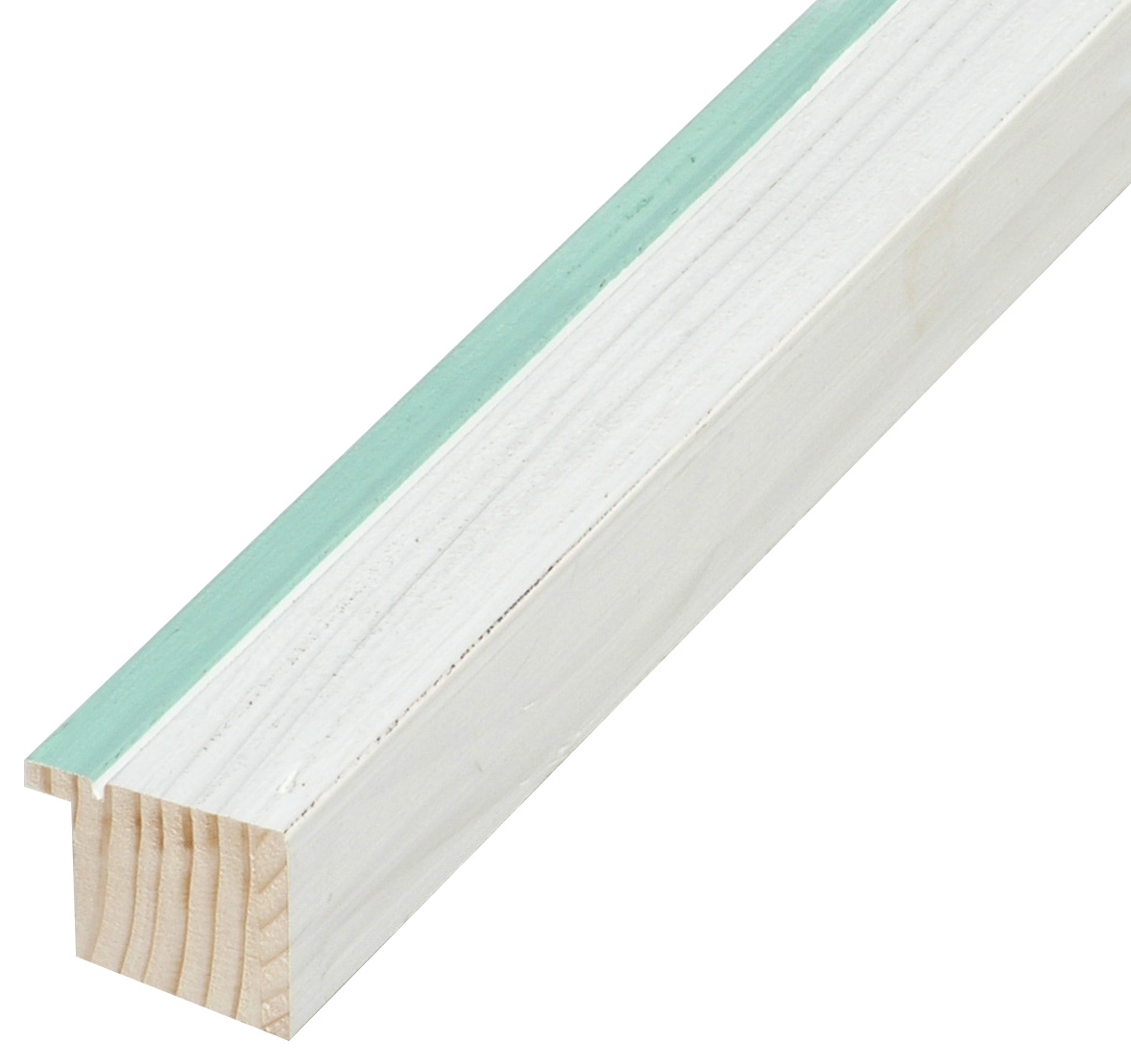 Moulding finger-jointed pine height 33mm - White, green egde