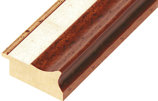 Moulding finger-jointed fir, width 65mm, height 33 - brown, white band - 734NOCE