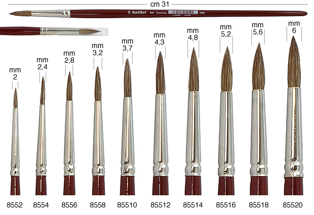 Round hog bristle brushes no. 2