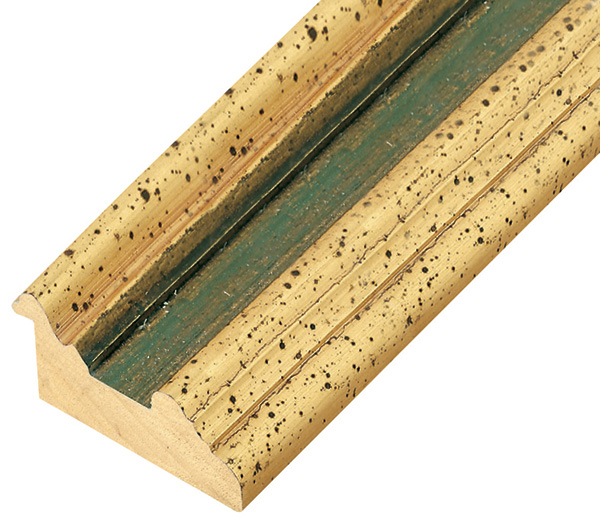 Moulding ayous, width 75mm, height 34 - gold with green band