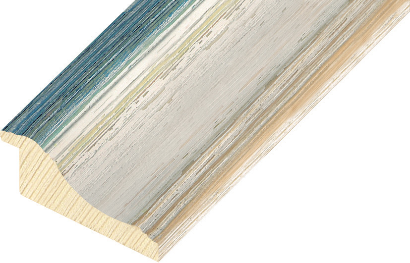 Moulding ayous Width 66mm - White-blue, shabby - 869BLU