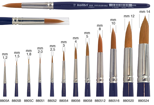 Watercolour synthetic brushes no.1