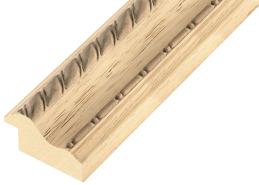 Moulding ayous, width 50 mm, embossed bare timber - 987G