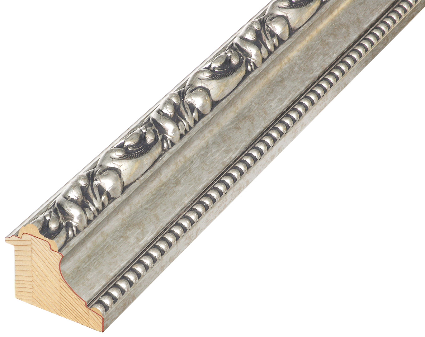 Moulding finger-jointed fir Width 82mm Height 49 Silver, decorations - 988ARG