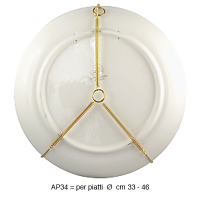 Glossy brass plate-hanger, diam. from 34 to 46 cm - 2 pieces