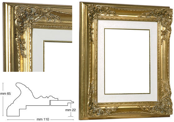 Gilded baroque frames with ivory wood liner 240x300 mm