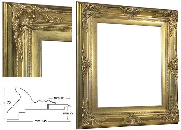 Gilded baroque frames with gold wood liner 500x600 mm