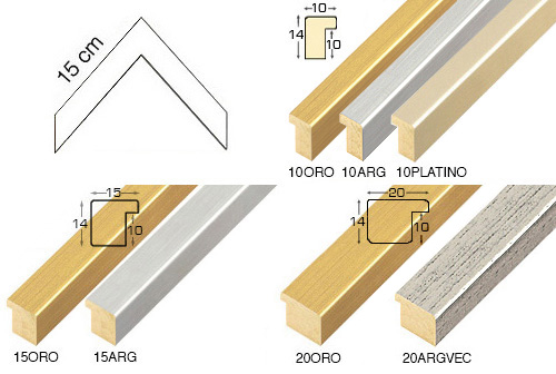 Complete set of corner samples of moulding 15 (6 pieces)