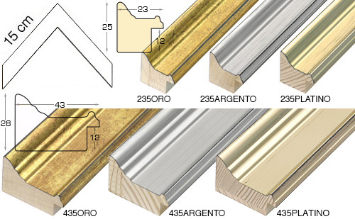 Complete set of corner samples of moulding 435 (6 pieces)