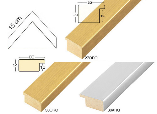 Complete set of corner samples of moulding 30 (3 pieces)