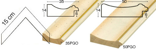 Complete set of corner samples of moulding 35-50 (2 pieces)