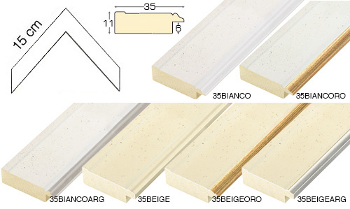 Complete set of corner samples of moulding 35 (6 pieces)