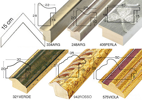 Complete set of corner samples of moulding 321 (6 pieces)