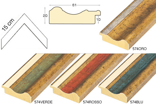 Complete set of corner samples of moulding 574 (5 pieces)