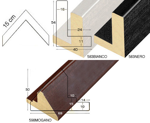 Complete set of corner samples of moulding 583 (3 pieces)