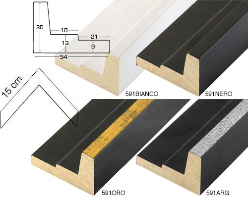 Complete set of corner samples of moulding 591 (4 pieces)