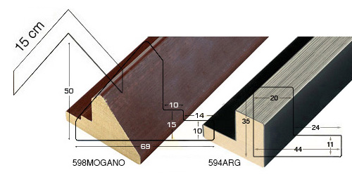 Complete set of corner samples of moulding 594-597 (2 pieces)