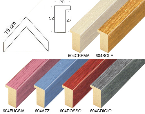 Complete set of corner samples of moulding 604 (6 pieces)