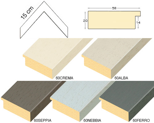 Complete set of corner samples of moulding 60 (5 pieces)