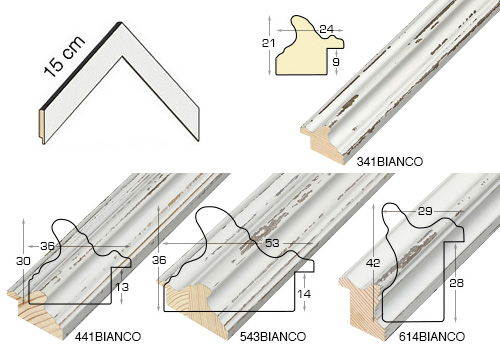 Complete set of corner samples of moulding - shabby white (4 pieces) ( (