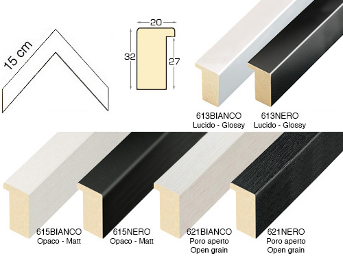 Complete set of corner samples of moulding 613-615-621 (6 pieces)