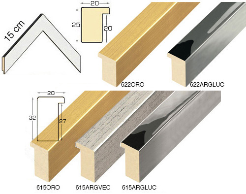 Complete set of corner samples of moulding 622 (3 pieces)