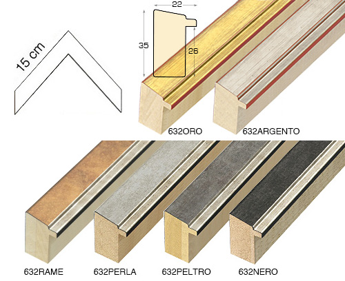 Complete set of corner samples of moulding 632 (6 pieces)