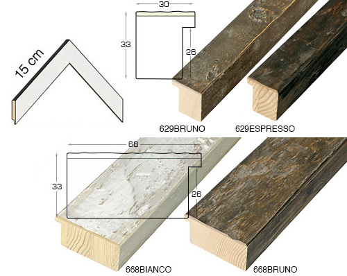 Complete set of corner samples of moulding 668 (3 pieces)