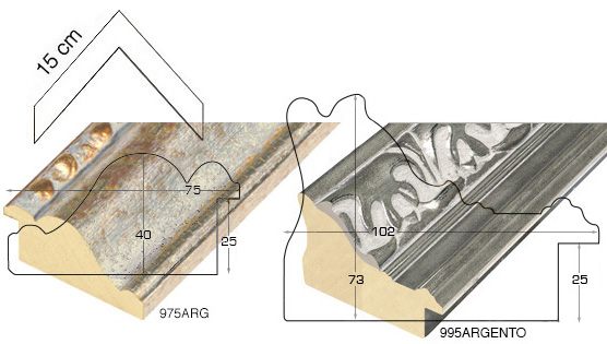 Complete set of corner samples of moulding 975 (2 pieces)