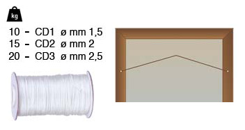 Cord for hanging frames, 10 kg breakage strain - 200 mt