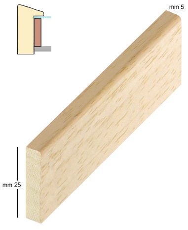Spacer ayous, 5x25 mm, bare timber - D25G