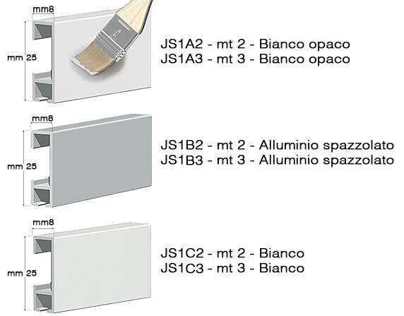 Aluminum Rail 2 metres, alu brushed