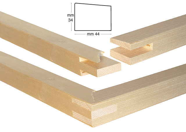 Stretcher bars, wood, 44x34 mm, 95 cm