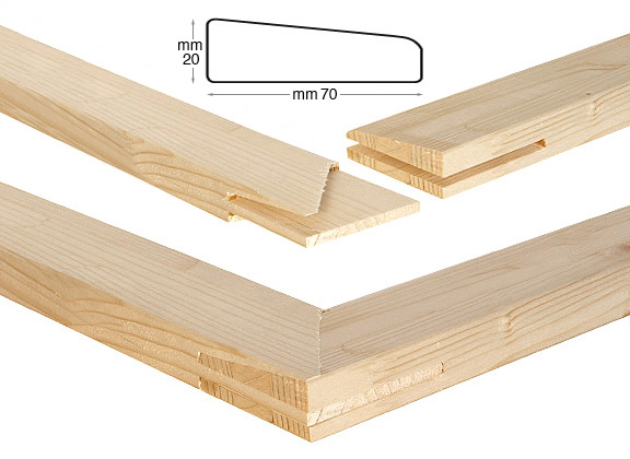 Stretcher bars, wood, 70x20 mm, length 50 cm