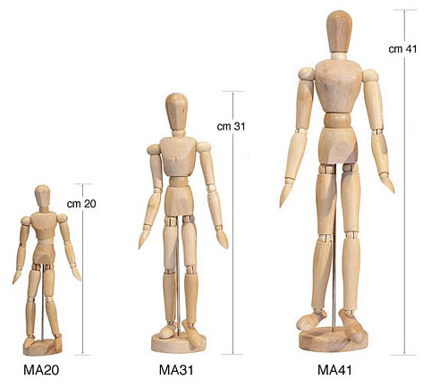 Wooden maniquin, 31 cm, male