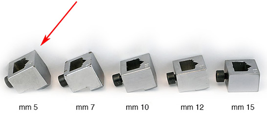 Head for 5 mm wedges for underpinner Minigraf
