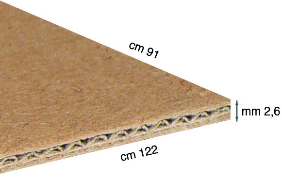 Corrugated Corri-cor cardboard - 2,6 mm thick - 91x122 cm