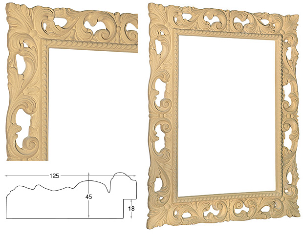 Decorated raw frame cm 60x80